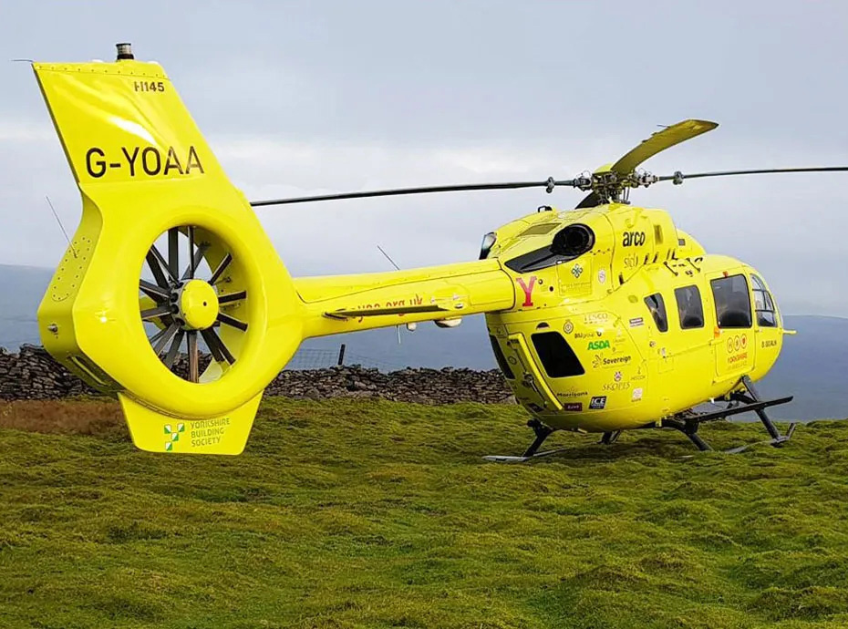 Helicopter in field